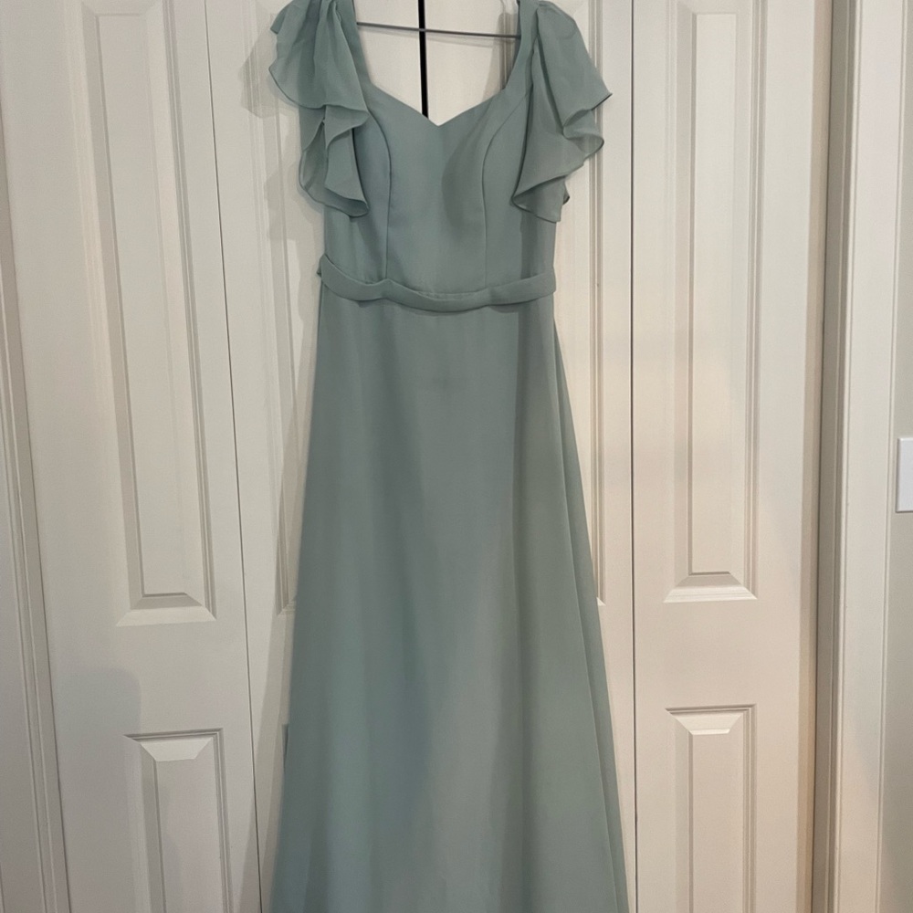 Women’s JJs House Sage Green Ruffle Sleeve Maxi Dress size US 8